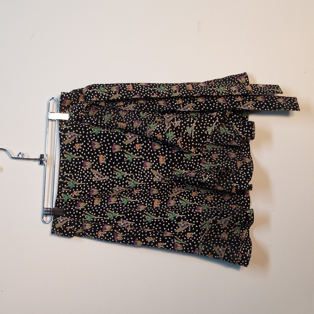 NEW Goen J Black Floral Faux Wrap Mini Skirt, Size 6